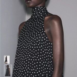 Zara Collection Black and White Polka Dot Midi Dress
